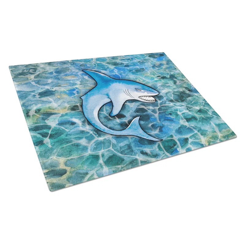 Caroline's Treasures Caroline's Treasures Under Water Glass Shark Cutting Board