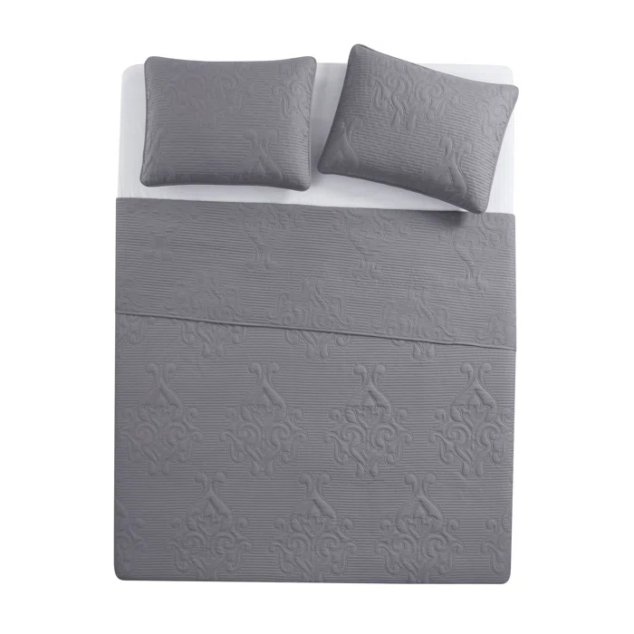 VCNY Square 3-Piece Solid Pinsonic Textured Quilt Set