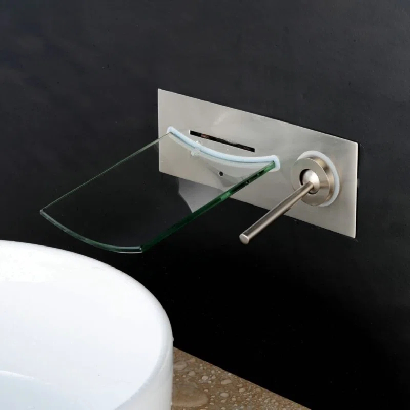 Juno Showers JS2007 Juno Camila Wall-Mount Waterfall Bathroom Faucet – Brushed Nickel Finish with Single Handle Control