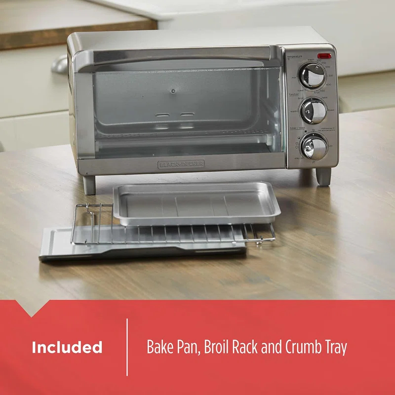 BLACK+DECKER Black+decker 4-slice Toaster Oven, 4 Cooking Functions