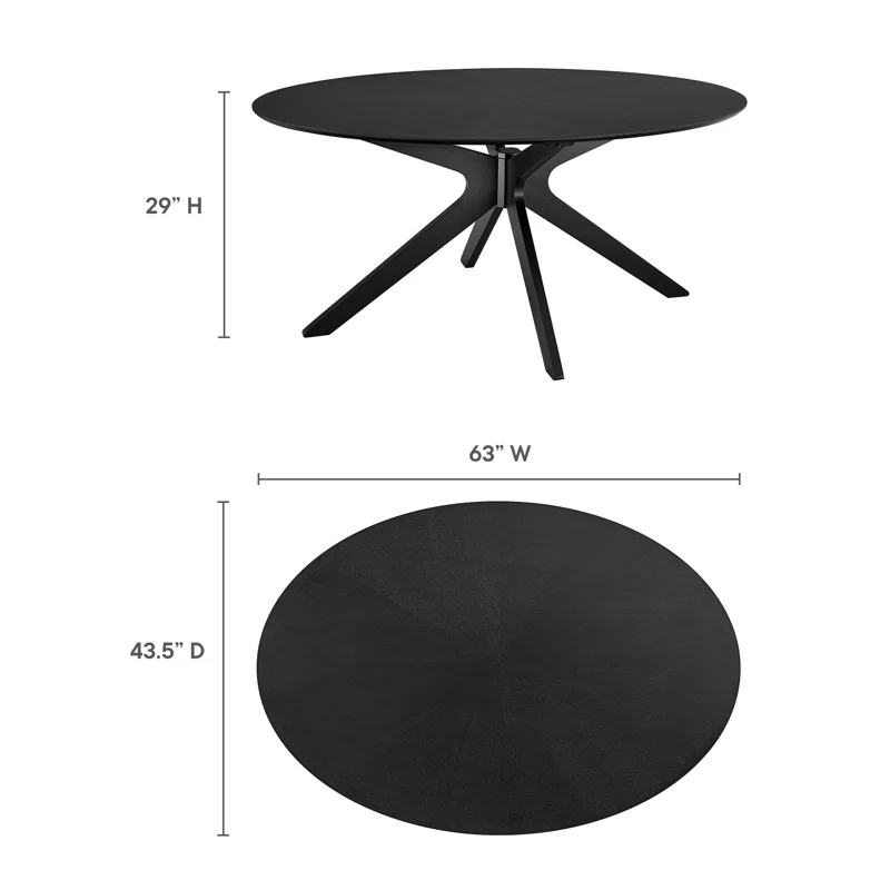 Modway Crossroads Oval Wood Dining Table In Black