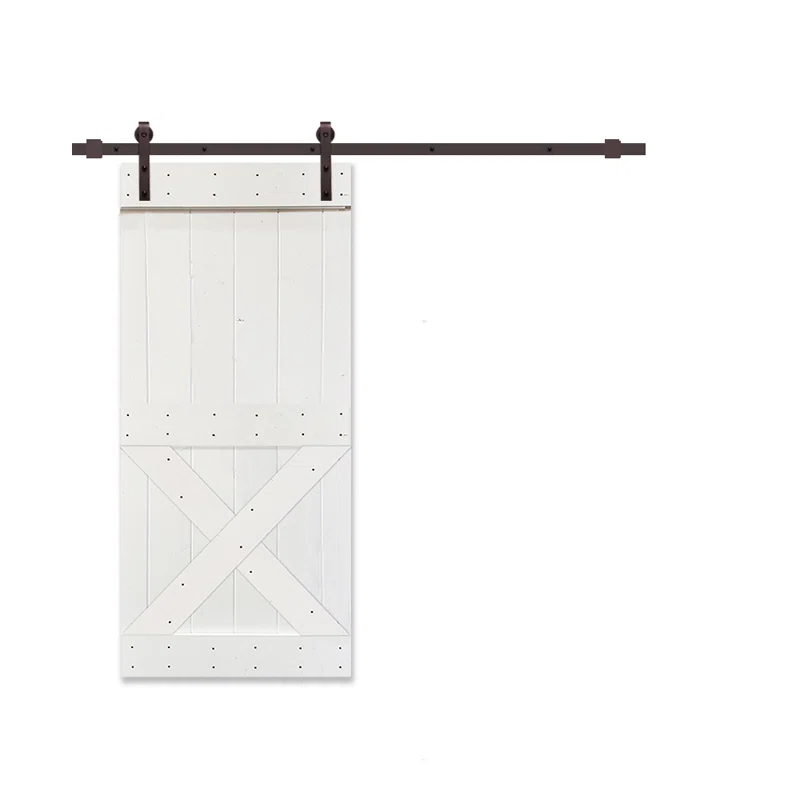 Calhome 36'' x 84'' Solid Wood Paneled Painted with Installation Hardware Kit Barn Door