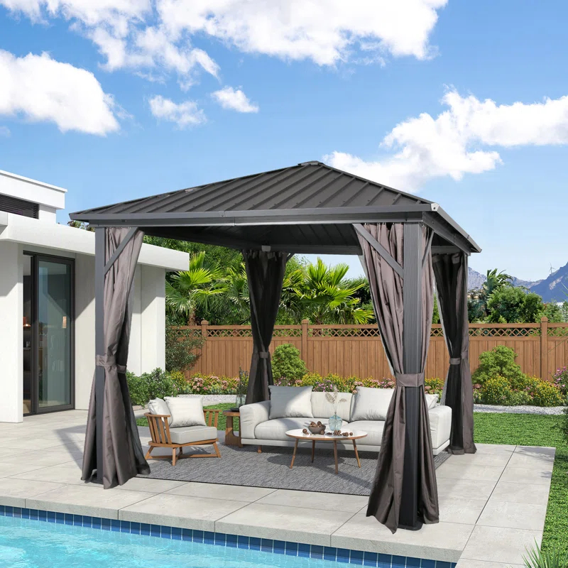 Peak Home Furnishings Hardtop 10 Ft. W x 10 Ft. D Aluminum Patio Gazebo