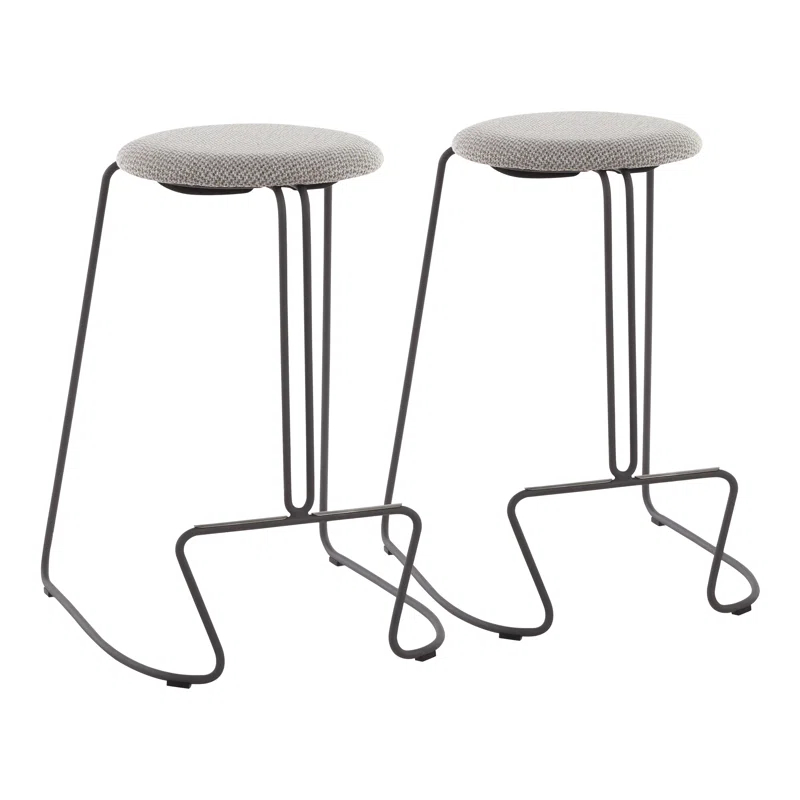 George Oliver Upholstered Counter Stool with Metal Frame (Set of 2)
