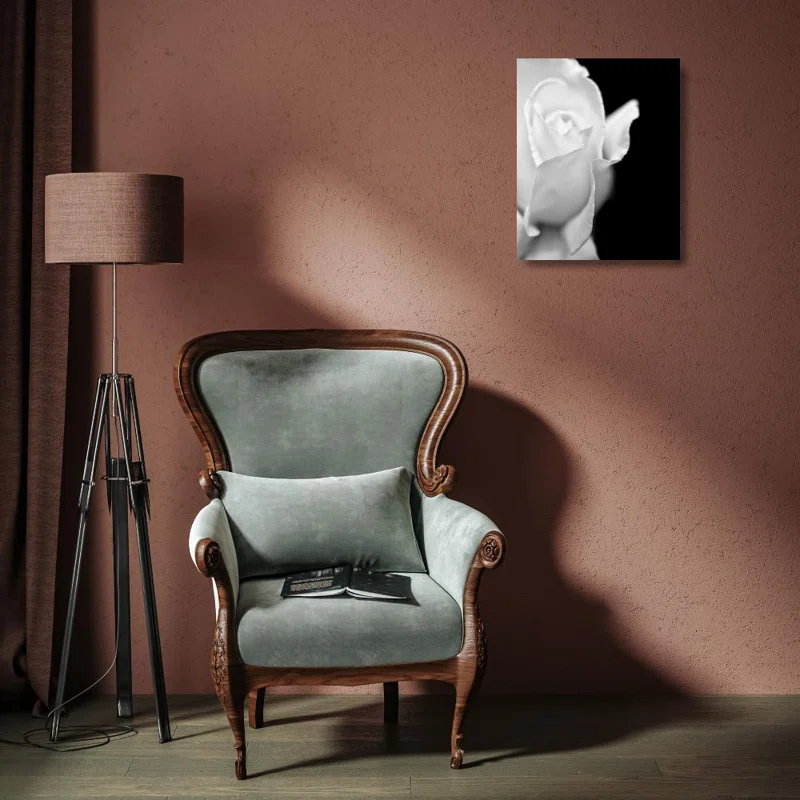 Mercer41 Schell, Jennie Marie Gallery Wrapped Canvas Art Titled Rose Flower Macro Black and White 2