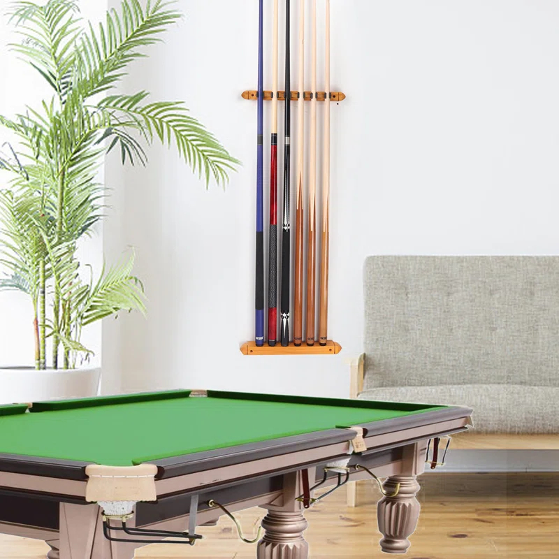 GSE Games & Sports Expert 2-Piece Billiard Pool Cue Stick Wall Mounted Rack, Holds 6 Pool Cue Stick