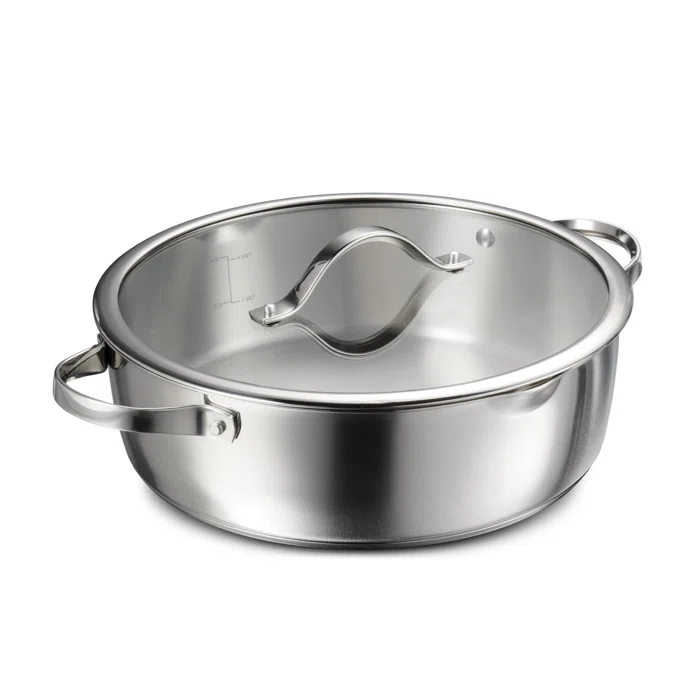 Tramontina Tramontina Tempo Tri-Ply Base Stainless Steel 6-Quart Braiser Pan with Glass Lid, Induction-Ready, Oven-Safe, Dishwasher-Safe