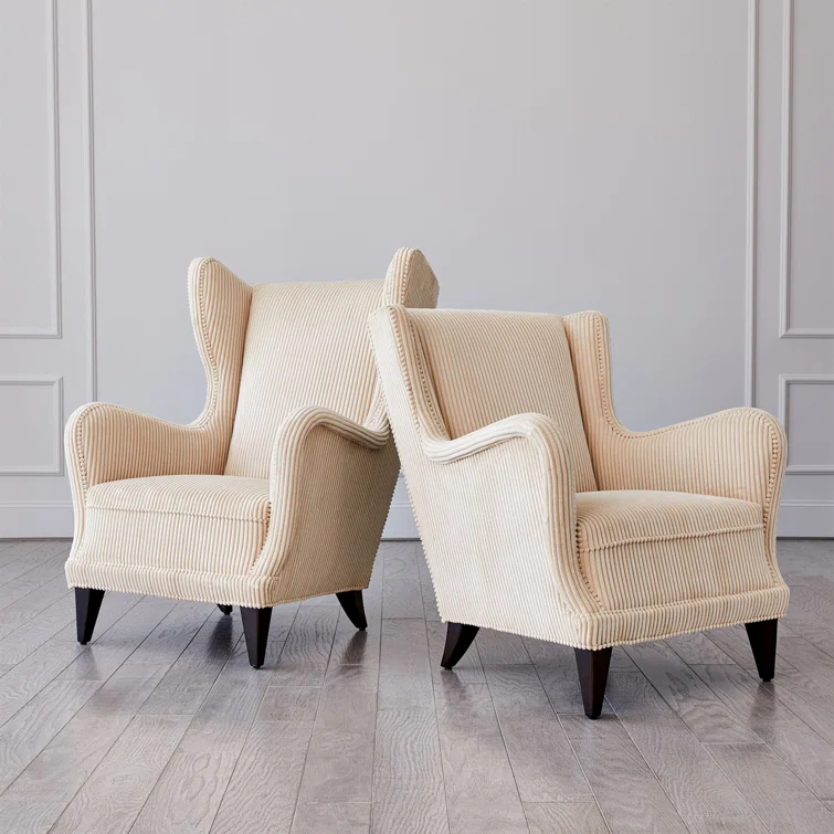 Global Views Wing Chair-Wide Wale Corduroy