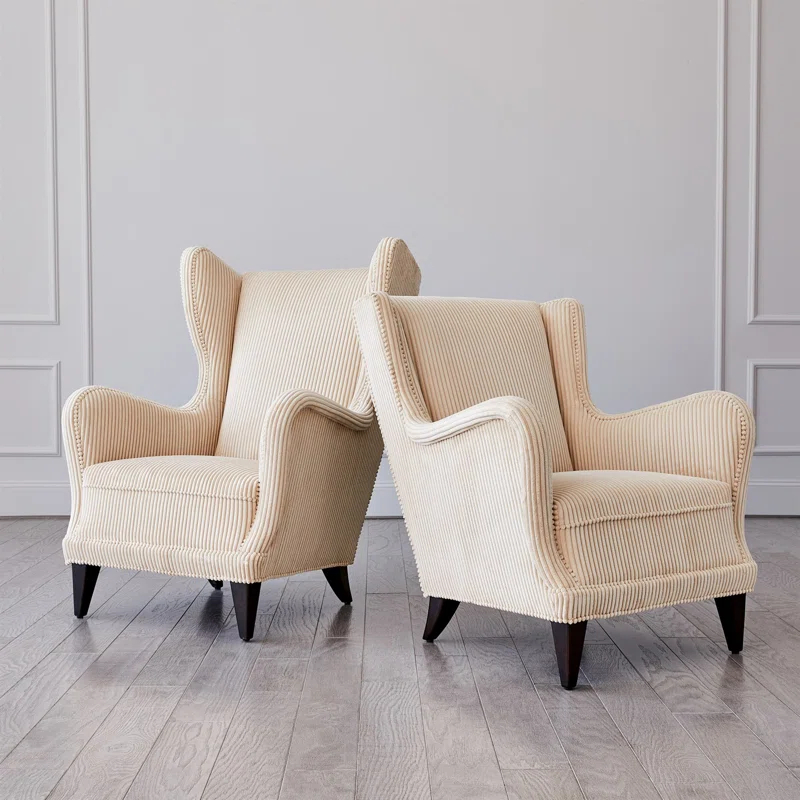 Global Views Wing Chair-Wide Wale Corduroy