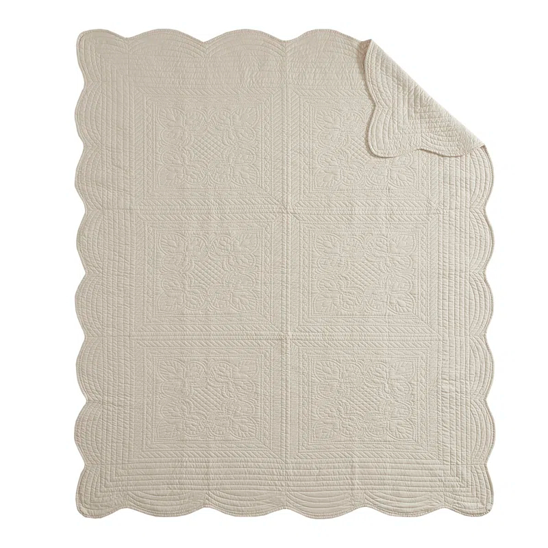 Madison Park Journey Oversized Quilted Throw with Scalloped Edges