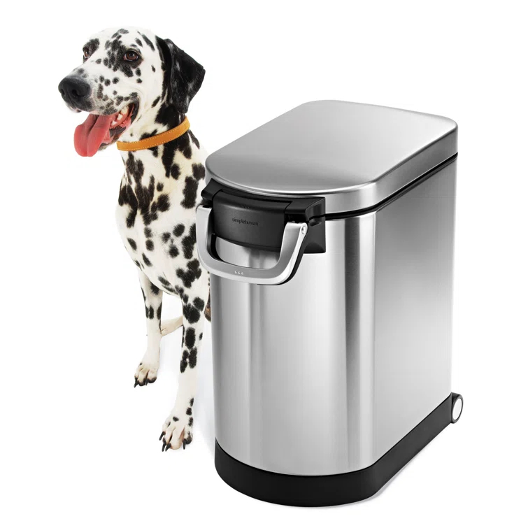 simplehuman Pet Food Storage Container Stainless Steel for Dog Food, Cat Food, and Bird Feed