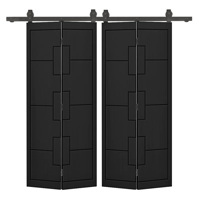 Calhome Modern Bi-Fold Double Barn Door with Sliding Hardware Kit