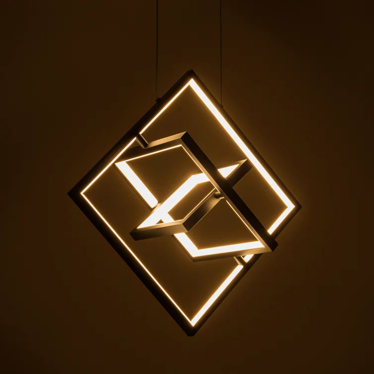 SIMPOL HOME Modern LED Pendant Light, Contemporary Dimmable Light, Adjustable Black Square Cube Ceiling light