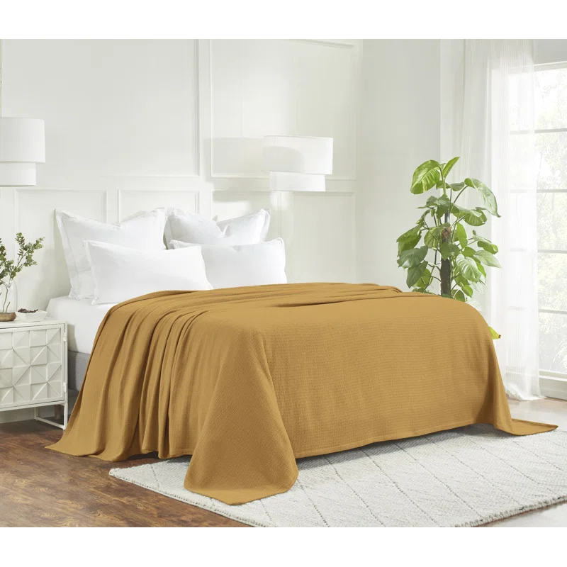 Superior Waffle Weave Honeycomb Knit Soft Textured All-Season Cotton Blanket