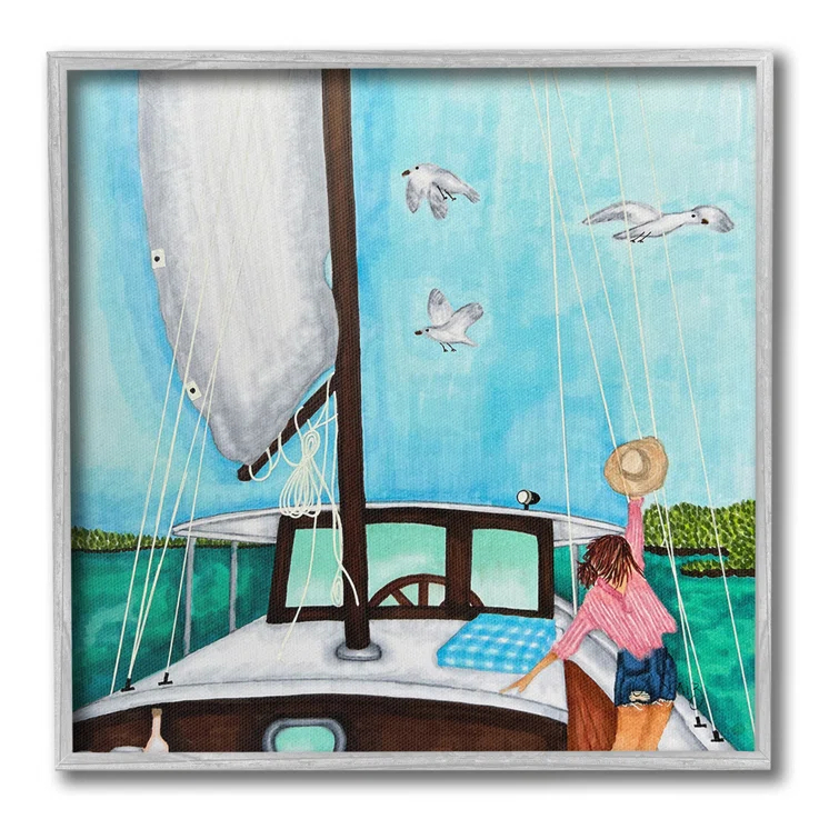 Stupell Industries Bc-448_FG " Girl On Boat Scene " by Ale Saiz Studio