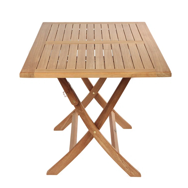 Teak Wood Folding Outdoor Dining Table, 59" Rectangular