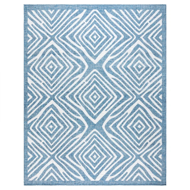 Gertmenian Gertmenian Tropea Stella Navy Blue/Ivory Tibal Diamond Indoor/Outdoor Flatweave Area Rug
