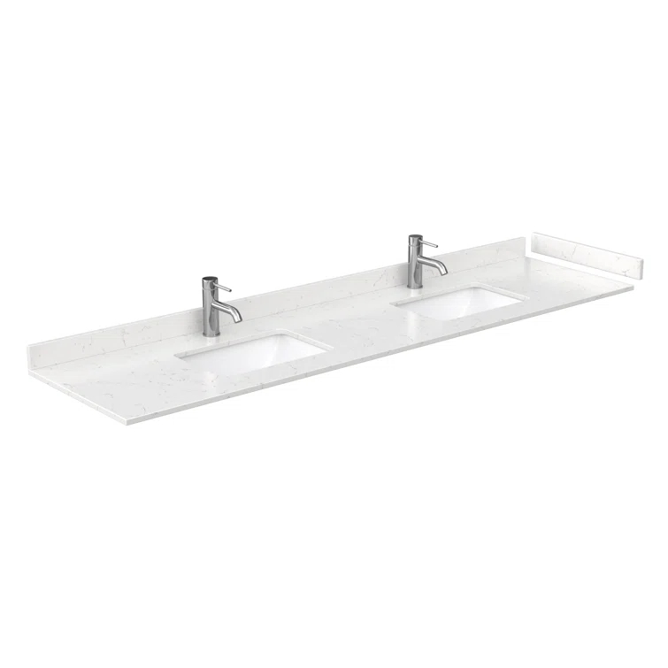 Wyndham Collection Beckett 84" Freestanding Double Bathroom Vanity with Cultured Marble Top