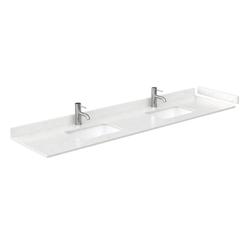 Wyndham Collection Beckett 84" Freestanding Double Bathroom Vanity with Cultured Marble Top