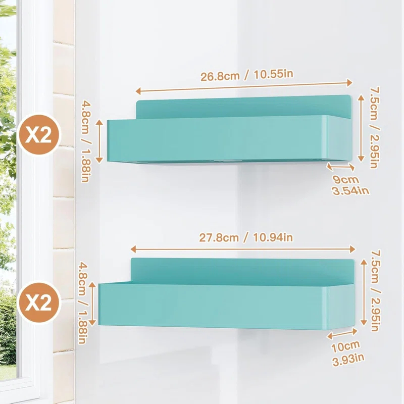 Textiles Hub Magnetic Spice Rack For Refrigerator, Kitchen Organizer And Storage Shelf, Blue (4 Pack)…