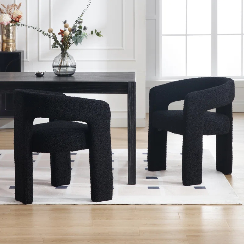 wahson office chair Modern Dining Chairs Barrel Dining Chair Upholstered Dining Room Chair with Arm Comfy Accent Side Chair for Dining Room/Living Room (Set of 2)