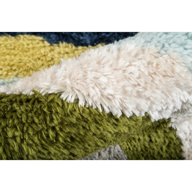 Novogratz Geometric Handmade Area Rug in Green/Yellow/Light Blue