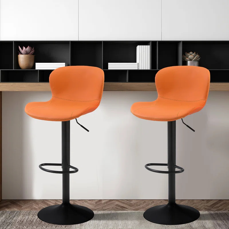Illyas Swivel Upholstered Adjustable Height Counter Stool with Metal Frame