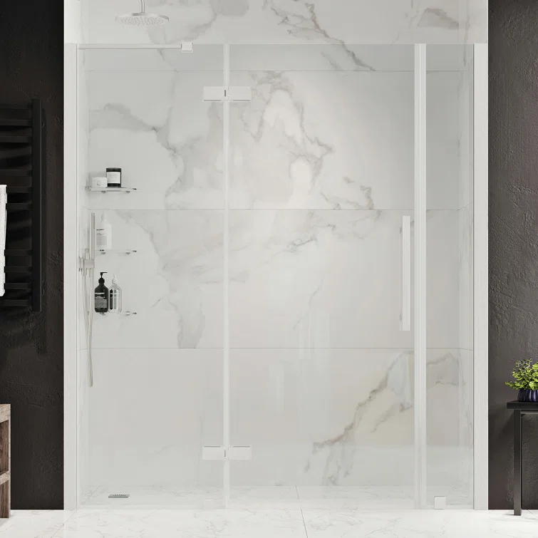 Ove Decors Endless Tampa 62" W x 72" H Alcove Frameless Shower Kit, Door, 2 Panel, Shelves TA2330201