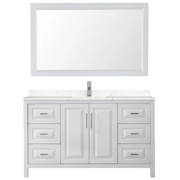 Wyndham Collection Daria 60'' Single Bathroom Vanity with Marble Top with Mirror