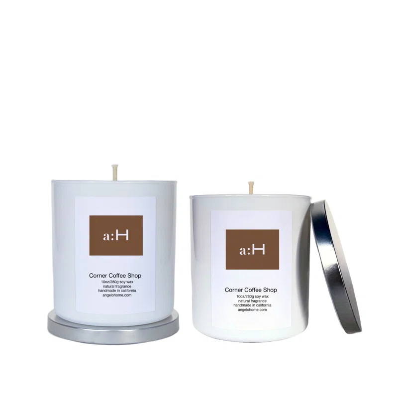 ANGELOHOME A:H Corner Coffee Shop Scented Tumbler Candle with Glass Holder
