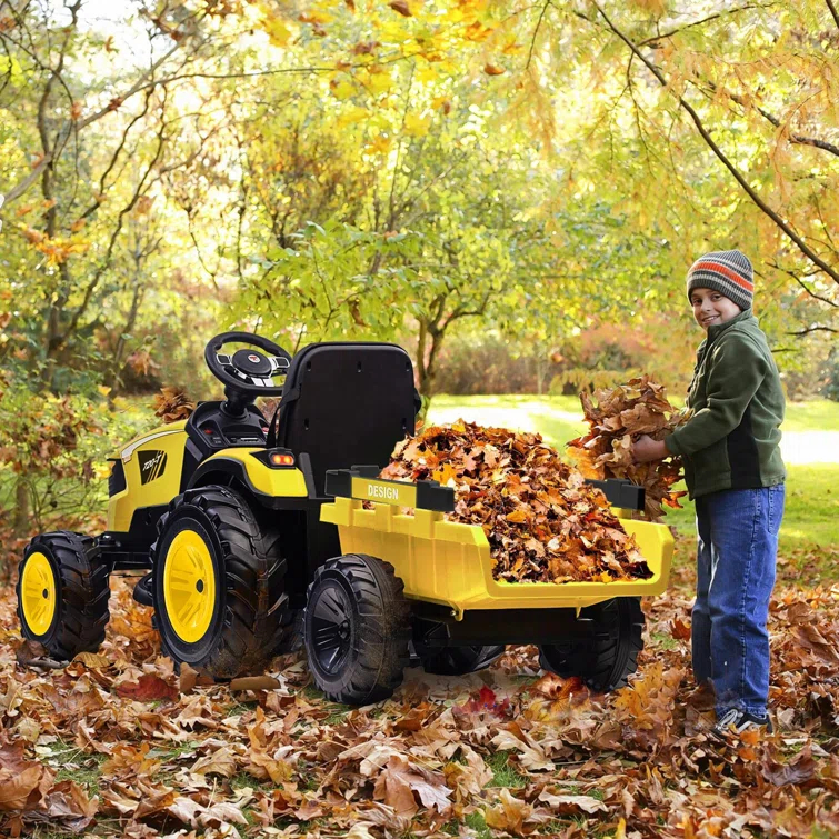 Yesurprise Kids Ride on Tracto, 24V 3 in 1 Battery Powered Electric Ride on Tractor