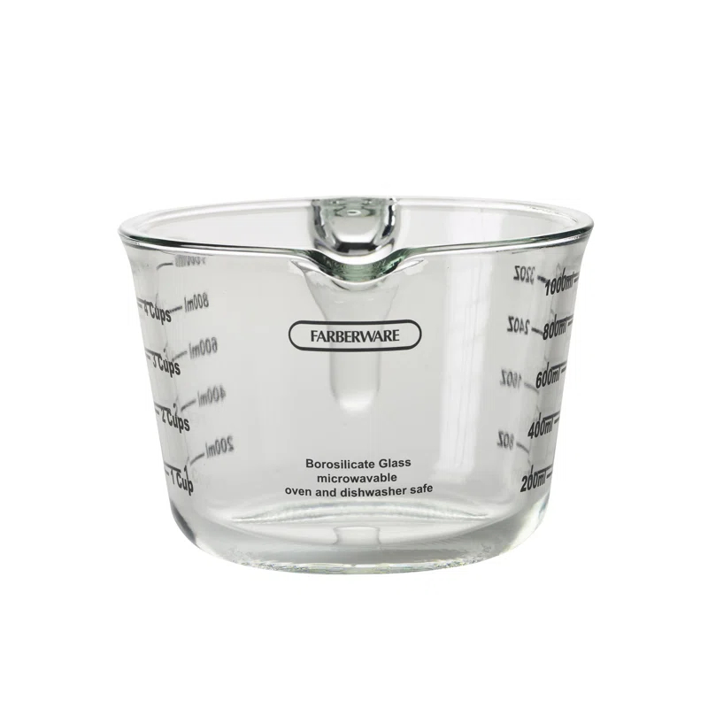 Farberware Farberware 4-Cup Borosilicate Glass Wet and Dry Measuring Cup with Oversized Measurements, Clear