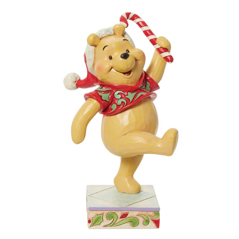 Jim Shore Disney Traditions Jim Shore Pooh Christmas Candycane Figurine 5.5in H