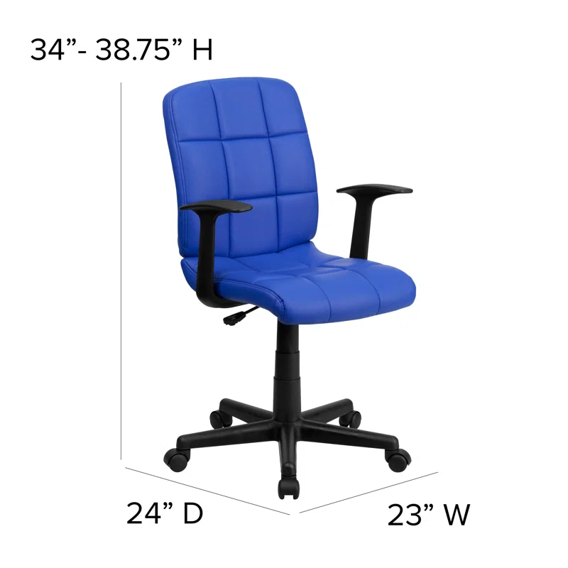 ColorLife Bonavant Mid-Back Quilted Vinyl Swivel Task Office Chair