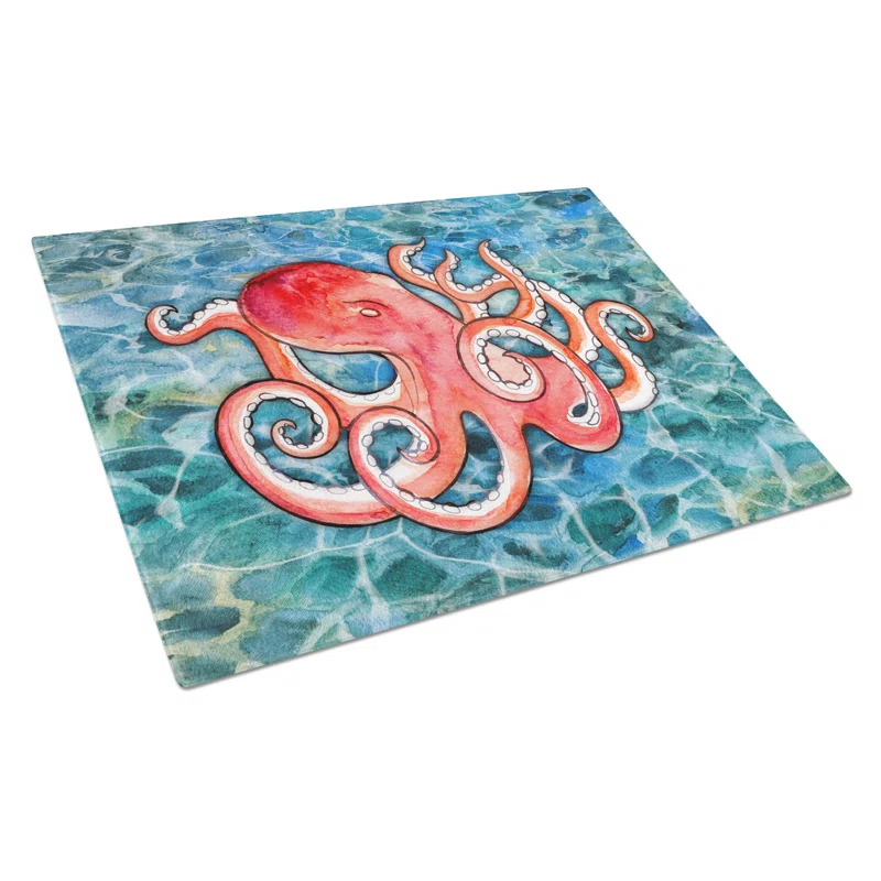 Caroline's Treasures Caroline's Treasures Under Water Glass Octopus Cutting Board