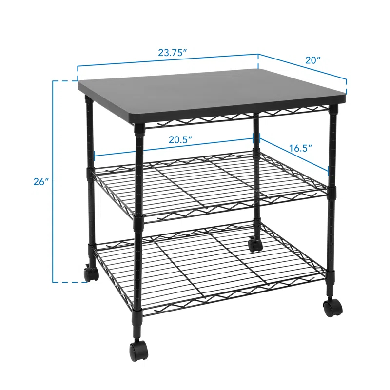 Mount-It! Printer Stand With Wheels, 3-Tier Large Printer Cart With Storage Shelves