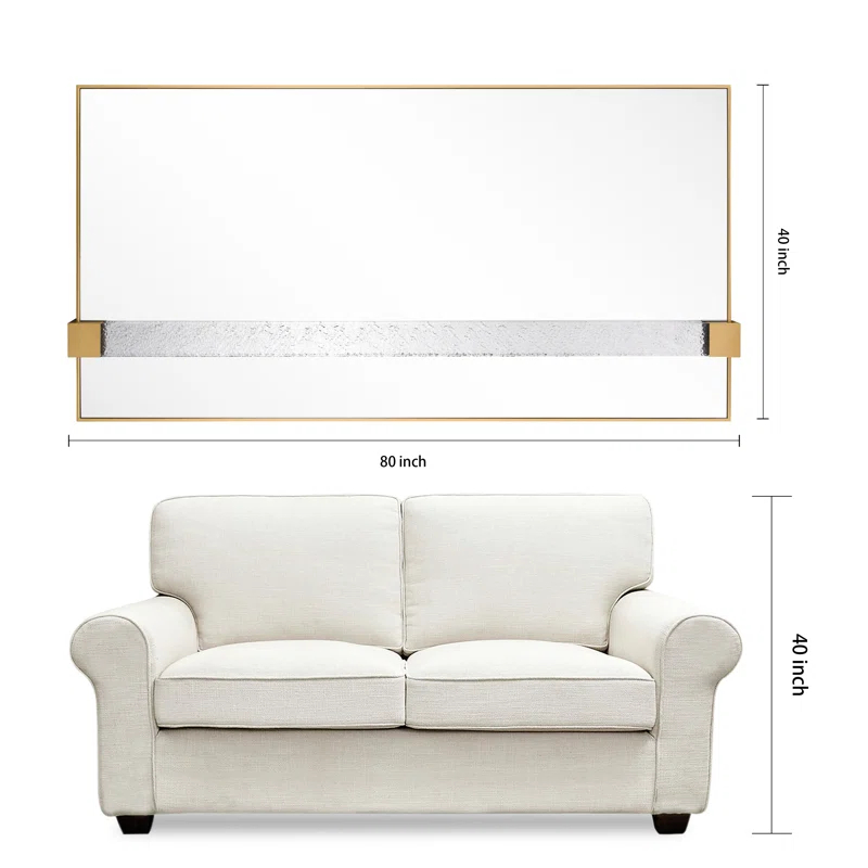 Empire Art Direct "Gleaming Horizon Wall Mirror" 40"x80" with Textured Acrylic Embellished, on Gold Iron Frame