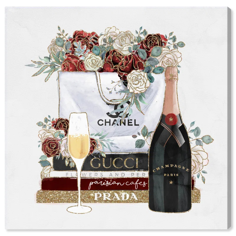 Art Remedy Bold Glam Shopping and Flowers Canvas Glam Art Prints by Art Remedy