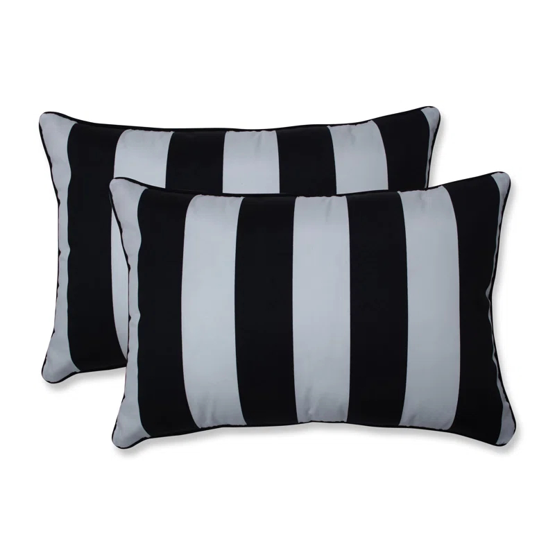 Pillow Perfect Striped Indoor/Outdoor Reversible Throw Pillow (Set of 2)