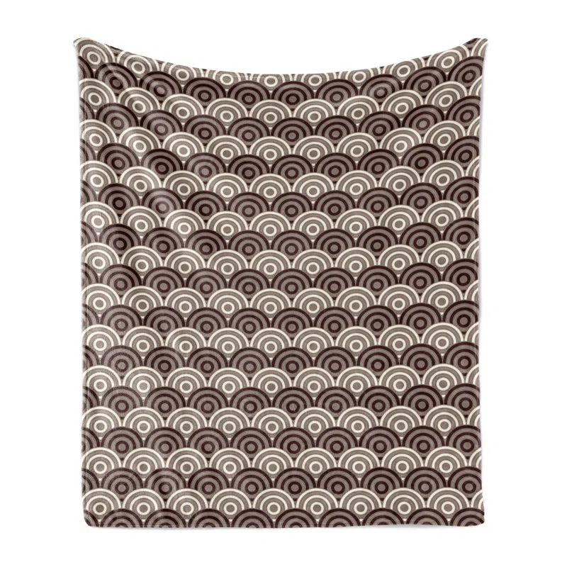 Ambesonne Ambesonne Earth Tones Fleece Throw Blanket Spiral Circles Grid Dark Brown and Cream_66453