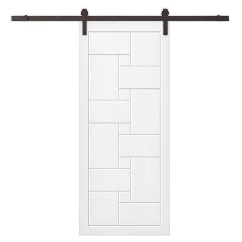Calhome Paneled Manufactured Wood And Metal Barn Door With Installation Hardware Kit