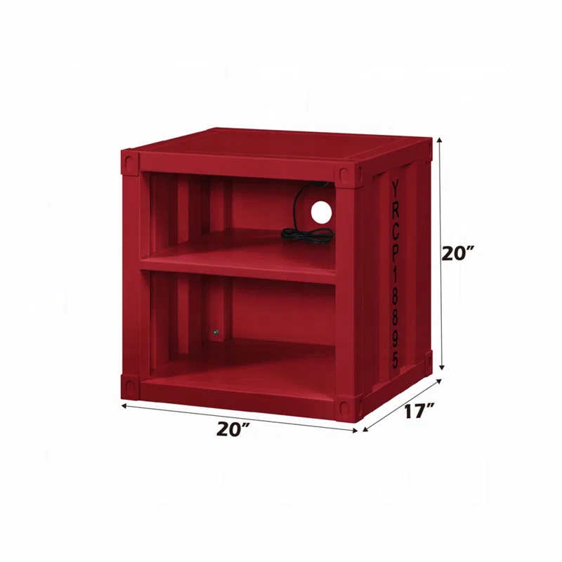 F&L Homes Studio Cargo Metal Nightstand W/USB