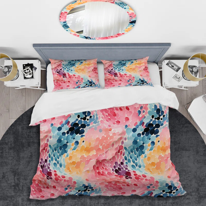 Watercolor Eccentricity Pink And Blue I No Abstract Duvet Cover Set