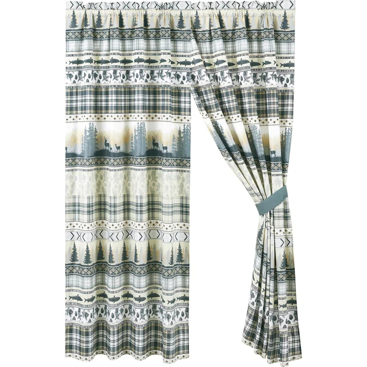 Chezmoi Collection Lake Northwest Cabin Lodge Window Curtain Set (Set of 2)