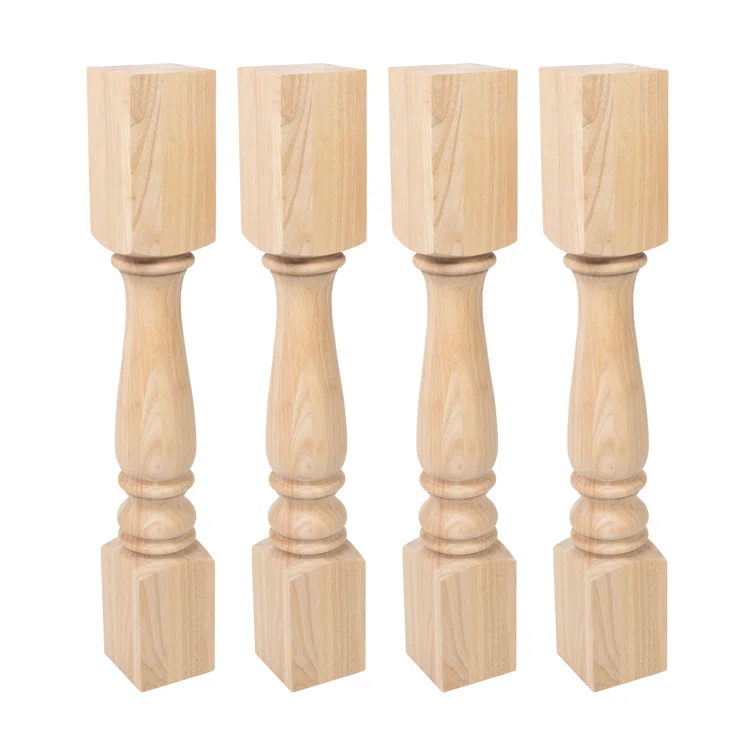 Architectural Products by Outwater L.L.C. Unfinished North American Solid Oak Plain Full Round Kitchen Island Leg (Set of 4)