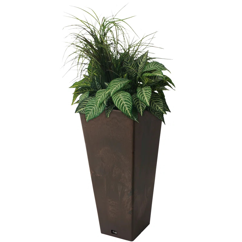 Algreen Valencia 10.5"x24"H Square Planter with Water Tray