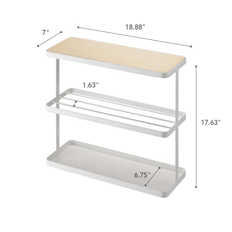 Tower Yamazaki Home Side Table With Storage Tier Shelves Narrow, Narrow Wooden And Metal End Table