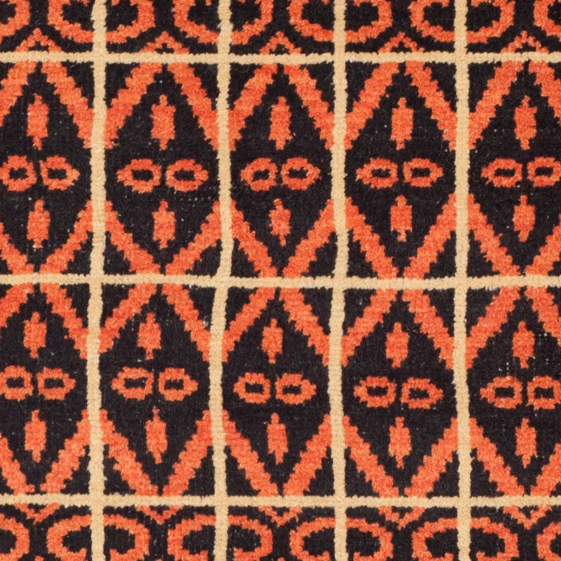 Union Rustic Alimatou Hand Knotted Wool/Cotton Southwestern Rug in Orange/Black