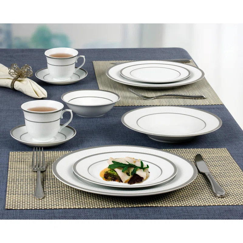 Lorren Home Trends 24 Piece Porcelain China Dinnerware Set - Service for 4