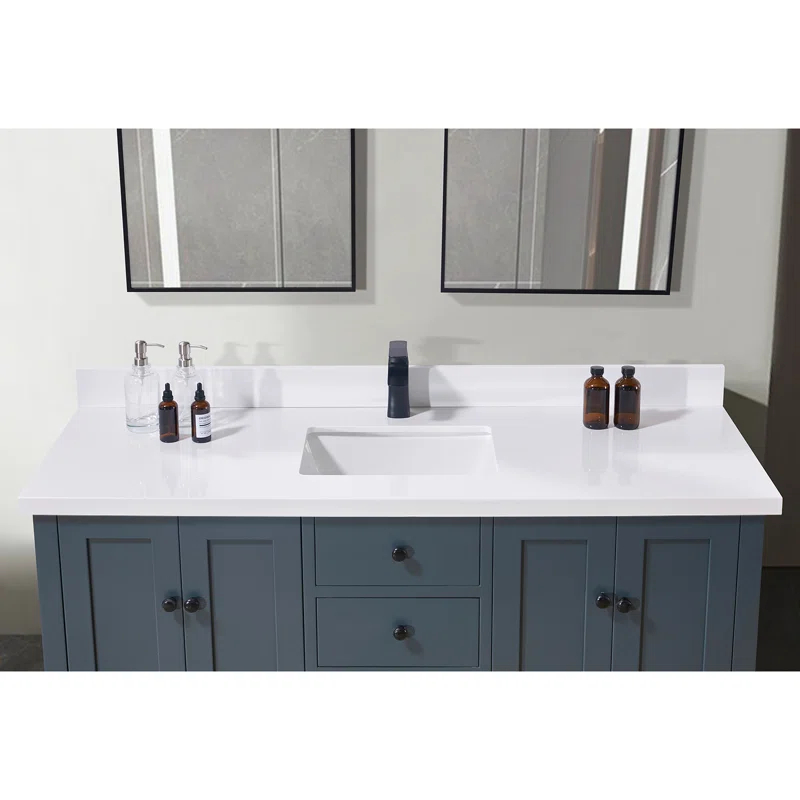 61'' Stone Single Bathroom Vanity Top with Sink